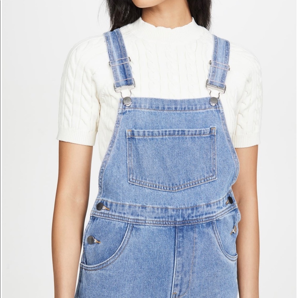 WEWOREWHAT Basic Denim Overalls Light Wash